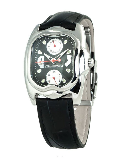 Chronotech Black Leather Dress Watch