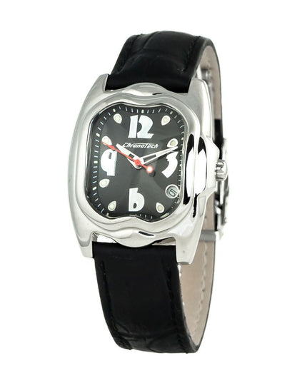 Chronotech Black Leather Dress Watch