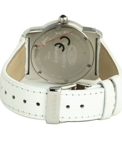 Chronotech White Leather Dress Watch
