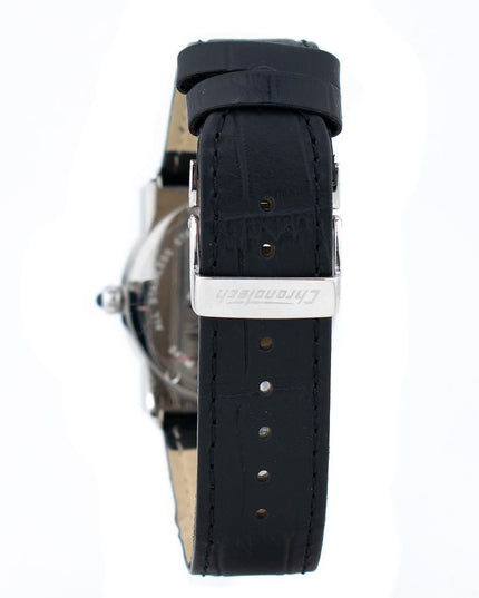 Chronotech Black Leather Dress Watch