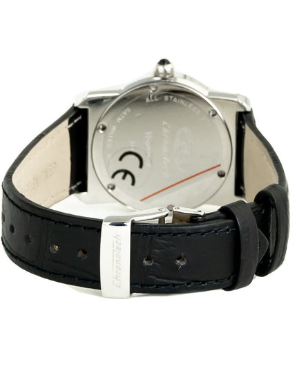 Chronotech Black Leather Dress Watch