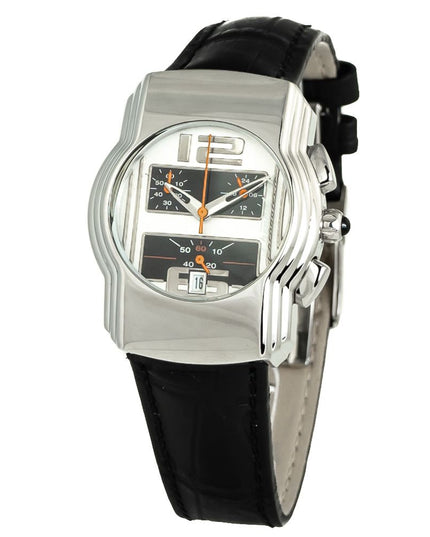 Chronotech Black Leather Dress Watch