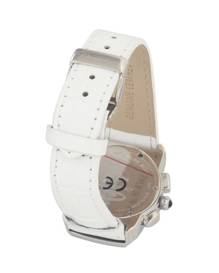 Chronotech White Leather Dress Watch