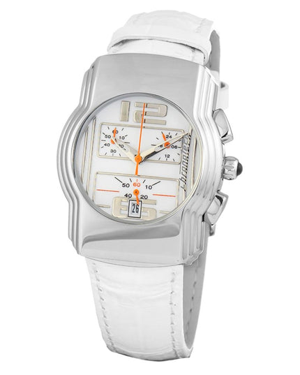 Chronotech White Leather Dress Watch