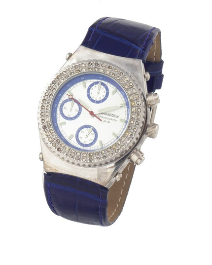 Chronotech Blue Leather Dress Watch