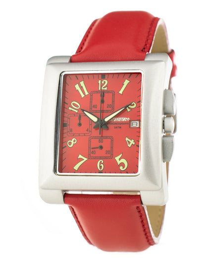 Chronotech Red Leather Dress Watch