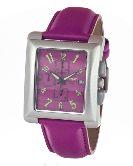 Chronotech Purple Leather Dress Watch