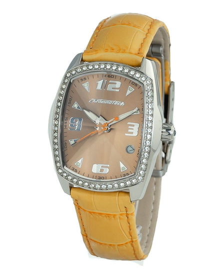 Chronotech Orange Leather Dress Watch