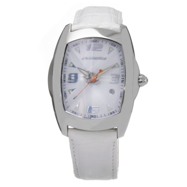 Chronotech White Leather Dress Watch