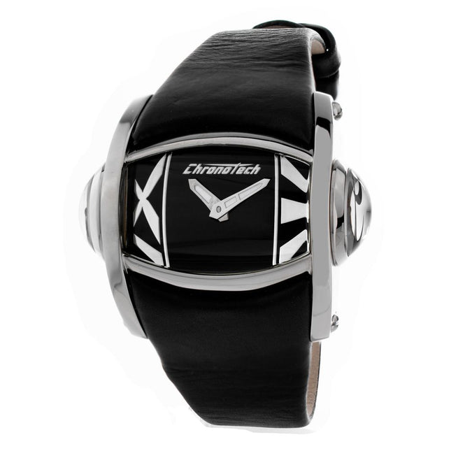 Chronotech Black Leather Dress Watch