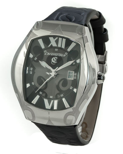 Chronotech Black Leather Dress Watch
