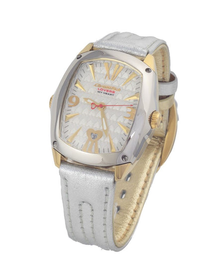 Chronotech Silver Leather Dress Watch