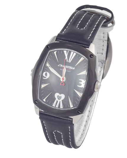 Chronotech Black Leather Dress Watch