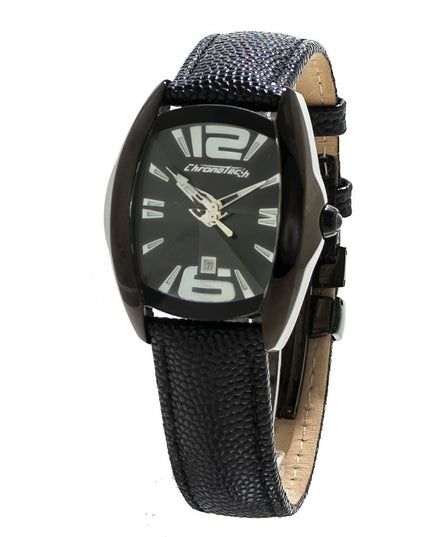 Chronotech Black Leather Dress Watch