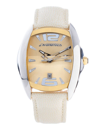 Chronotech Beige Leather Dress Watch