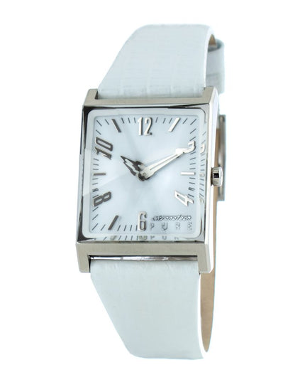 Chronotech White Leather Dress Watch