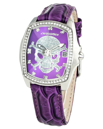 Chronotech Purple Leather Dress Watch