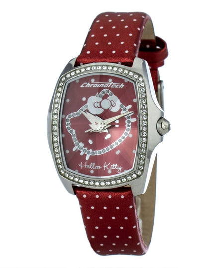 Chronotech Red Leather Dress Watch
