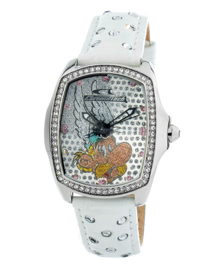 Chronotech White Leather Dress Watch