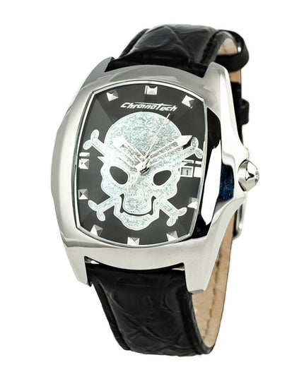 Chronotech Black Leather Dress Watch
