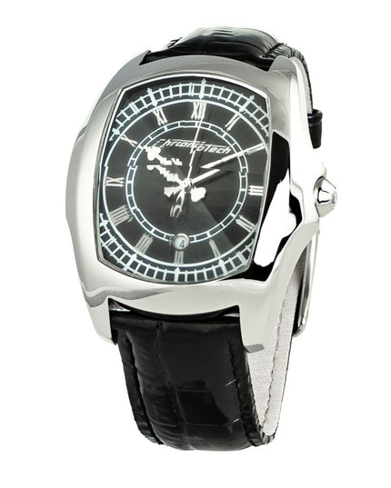 Chronotech Black Leather Dress Watch