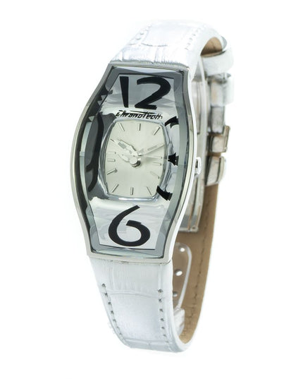 Chronotech Silver Leather Dress Watch