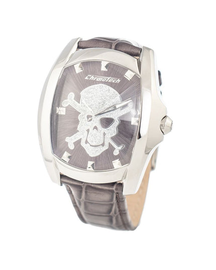 Chronotech Gray Leather Dress Watch