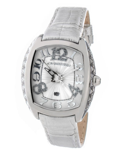Chronotech Silver Leather Dress Watch