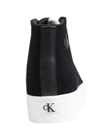 Calvin Klein Jeans Black Suede Leather Platform Sneakers