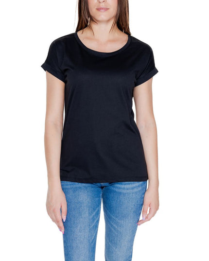 Vila Clothes Black Cotton T-Shirt