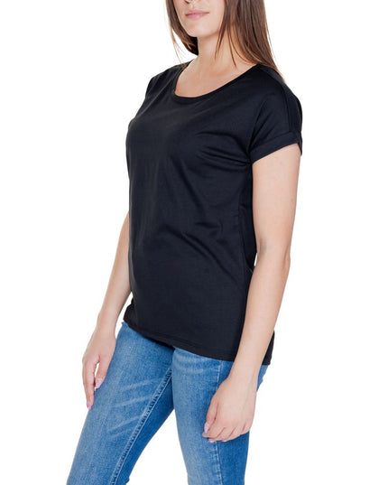 Vila Clothes Black Cotton T-Shirt