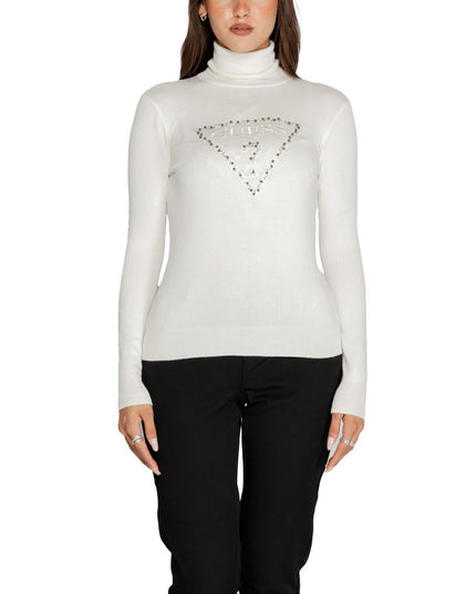 Guess White Viscose Turtleneck