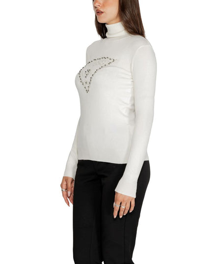 Guess White Viscose Turtleneck