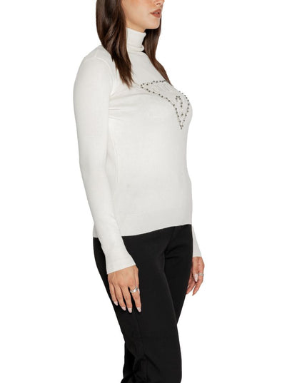 Guess White Viscose Turtleneck
