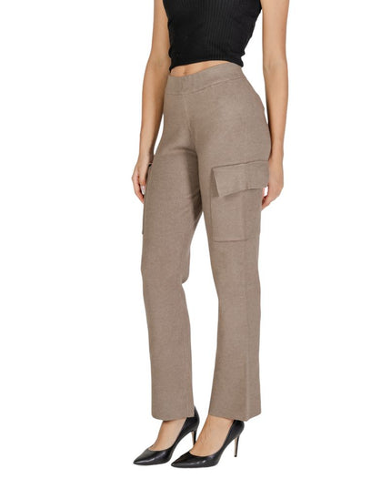 Vila Clothes Beige Viscose Cargo Pants