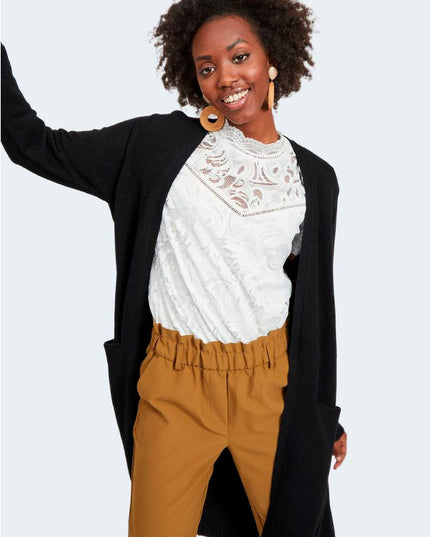 Vila Clothes Black Viscose Cardigan