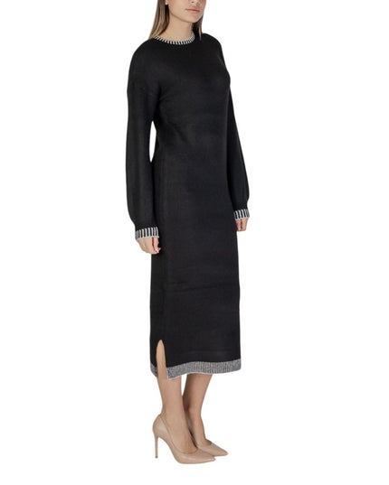 Vila Clothes Black Polyester Midi Dress