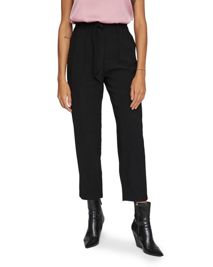Vila Clothes Black Viscose Cropped Pants