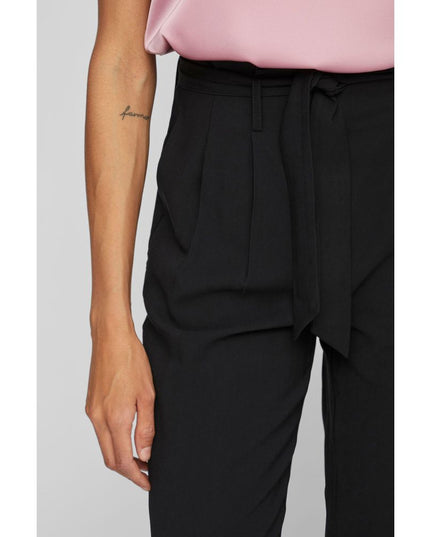 Vila Clothes Black Viscose Cropped Pants