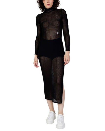 Calvin Klein Jeans Black Marabou Long Dress