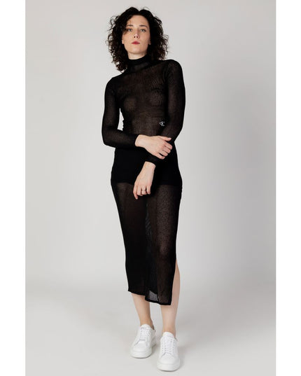 Calvin Klein Jeans Black Marabou Long Dress