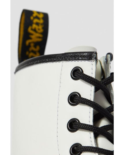 Dr. Martens White Leather Lace-Up Boots
