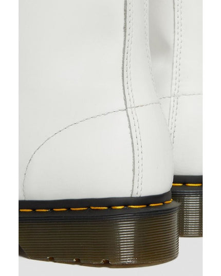 Dr. Martens White Leather Lace-Up Boots