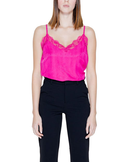 Vila Clothes Pink Viscose Tank Tops