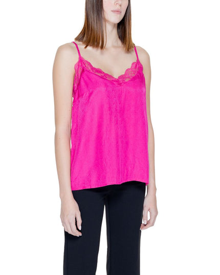 Vila Clothes Pink Viscose Tank Tops