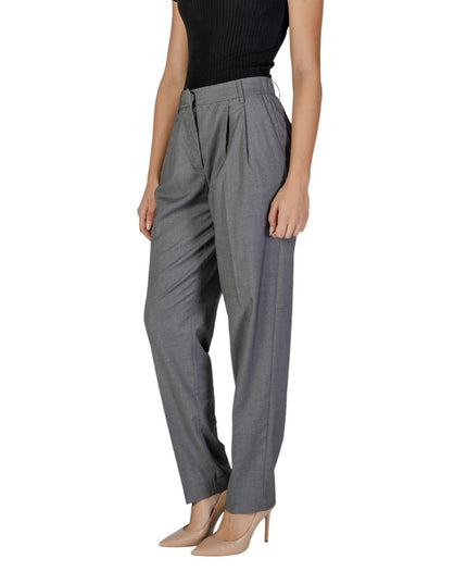 Vila Clothes Gray Polyester Casual Pants