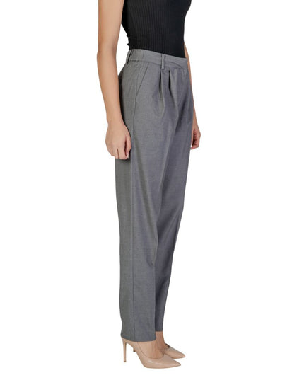 Vila Clothes Gray Polyester Casual Pants