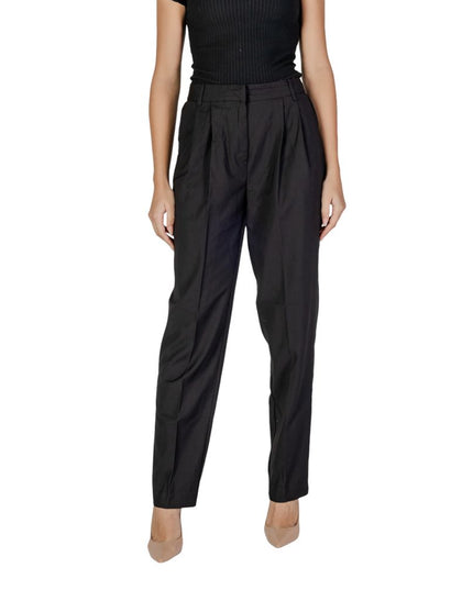 Vila Clothes Black Polyester Casual Pants