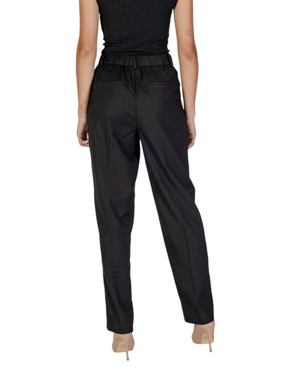 Vila Clothes Black Polyester Casual Pants