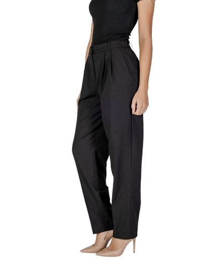 Vila Clothes Black Polyester Casual Pants